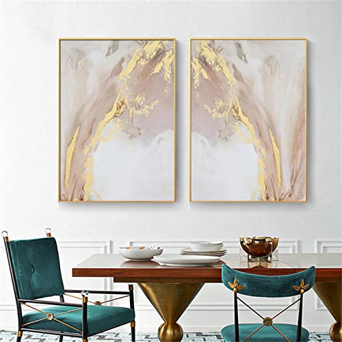 Sarah Duke 2er Premium Poster Set, Leinwand Bilder Gold Marmor Muster Kunstposter, OHNE Rahmen, Wandbilder Wohnzimmer Deko Schlafzimmer (40x50cm) von Sarah Duke