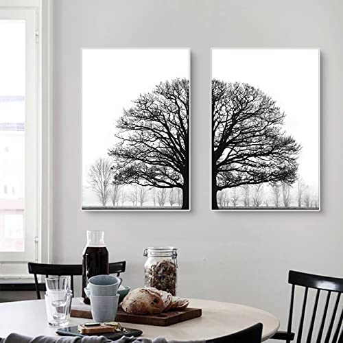 Sarah Duke 2er Premium Poster Set, Moderne Wandbilder Schwarz Weiß Große Baum Bilder Leinwandbilder, OHNE Rahmen Kunst Wandposter Wohnzimmer Decor (30x40 cm) von Sarah Duke