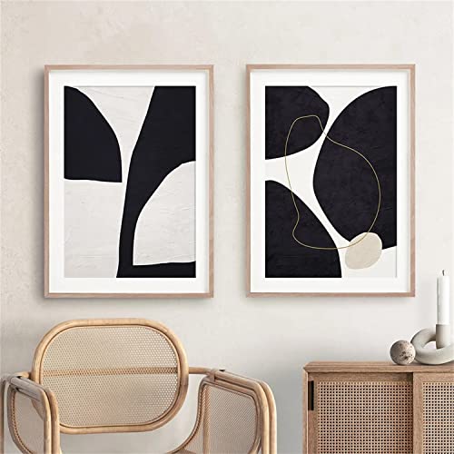 Sarah Duke 2er Premium Poster Set Wandbilder, Schwarz Weiß Geometrie Leinwandbilder, Modern Bilder Set Kunstdrucke Wandposter für Wohnzimmer Schlafzimmer, Ohne Rahmen (40x50cm) von Sarah Duke