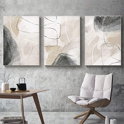 Sarah Duke 3er Poster Set, Beige Abstrakt Wandbilder Wohnzimmer Bilder, Moderne Leinwandbilder Wandposter, Ohne Rahmen Kunstposter, Wohnzimmer Wanddeko (21x30cm,B) von Sarah Duke