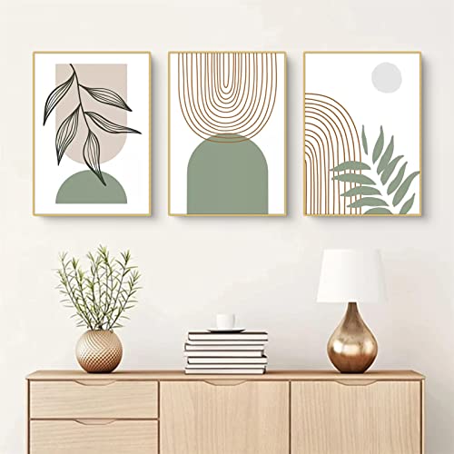 Sarah Duke 3er Abstrakt Poster Set, Premium Grün Blätter Bilder, Leinwand Malerei Aesthetic Wandbilder, Modern Wanddeko Bilder, Kein Rahmen (A,50x70cm) von Sarah Duke