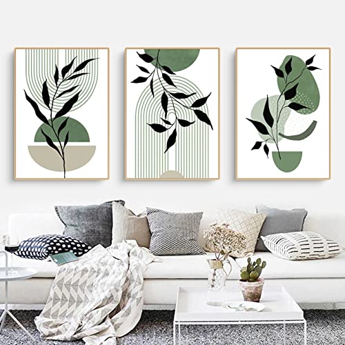 Sarah Duke 3er Boho Poster Set, Abstrakt Grüne Pflanzen Bilder, Moderne Aesthetic Wandbilder, Wandposter für Wohnzimmer Schlafzimmer Wanddeko, Ohne Rahmen (A,21x30cm) von Sarah Duke