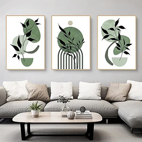 Sarah Duke 3er Boho Poster Set, Abstrakt Grüne Pflanzen Bilder, Moderne Aesthetic Wandbilder, Wandposter für Wohnzimmer Schlafzimmer Wanddeko, Ohne Rahmen (B,40x50cm) von Sarah Duke