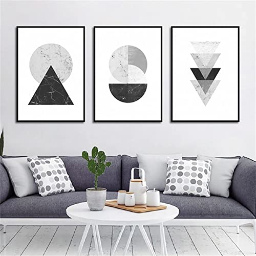 Sarah Duke 3er Design Poster Set, Schwarz Grau Geometrie Wandbilder Kunstposter, Stilvolle Wanddeko Leinwand Bilder Wohnzimmer, Ohne Rahmen (30 x 40 cm) von Sarah Duke