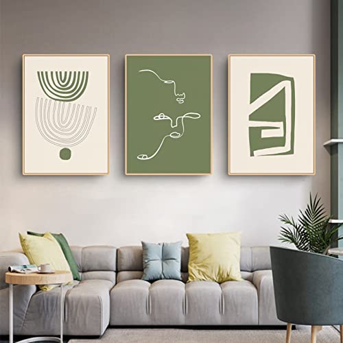 Sarah Duke 3er Modern Poster Set, Grüne Aesthetic Wandbilder Stilvolle Leinwandbilder, Ohne Rahmen Kunst Bilder für Wohnzimmer Schlafzimmer Decor (Stil B,50x70cm) von Sarah Duke