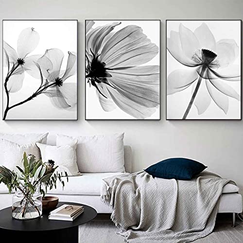 Sarah Duke 3er Modern Poster Set Abstrak Wandbilder Blumen Schwarz Weiß Bilder Schlafzimmer Poster Vintage Leinwand Wandbild Wohnzimmer Decor, Ohne Rahmen (40x50 cm) von Sarah Duke