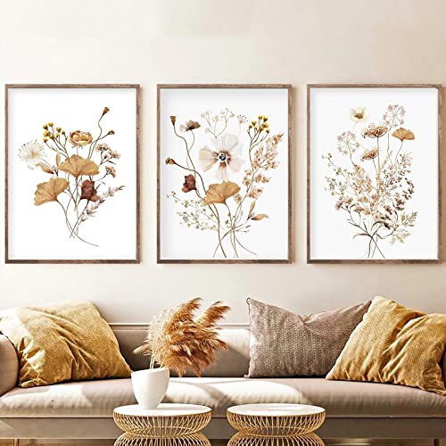 Sarah Duke 3er Moderne Wandbilder Poster Set, Premium Blumen Wandbilder Ohne Rahmen Wandposter Bilder Kunstposter für Wohnzimmer Schlafzimmer Deko (Stil A,30x40 cm) von Sarah Duke