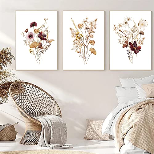 Sarah Duke 3er Moderne Wandbilder Poster Set, Premium Blumen Wandbilder Ohne Rahmen Wandposter Bilder Kunstposter für Wohnzimmer Schlafzimmer Deko (Stil B,30x40 cm) von Sarah Duke