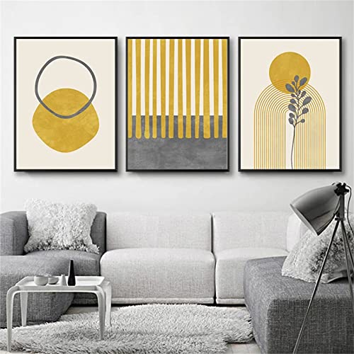 Sarah Duke 3er Poster Set, Abstract Blätter und Sonne Strichzeichnung Kunstposter, Moderne Leinwandbilder Wandposter, Abstrakt Wandbilder Wohnzimmer Bilder für Schlafzimmer (50 x 70 cm) von Sarah Duke