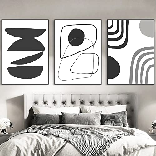 Sarah Duke 3er Poster Set Boho Wandbilder, Schwarz Weiß Geometrie Line Art Bilder, Kunstposter für Wohnzimmer Schlafzimmer Wanddeko, Ohne Rahmen (21x30cm) von Sarah Duke