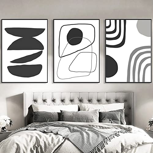 Sarah Duke 3er Poster Set Boho Wandbilder, Schwarz Weiß Geometrie Line Art Bilder, Kunstposter für Wohnzimmer Schlafzimmer Wanddeko, Ohne Rahmen (30x40cm) von Sarah Duke