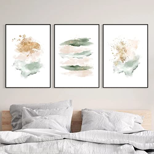 Sarah Duke 3er Poster Set Grün Wohnzimmer Decor Bilder Poster Set Moderne Bilder Wandbilder Abstrakt Kunst Ohne Rahmen Leinwandbilder Wanddecor Wandposter (30 x 40cm) von Sarah Duke