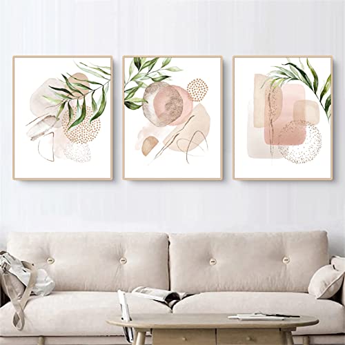 Sarah Duke 3er Poster Set Moderne Abstrakt Blatt Wandbilder, Beige Geometrie Leinwandbilder, Ohne Rahmen Wandposter Bilder Set für Schlafzimmer und Wohnzimmer (B,50x70cm) von Sarah Duke