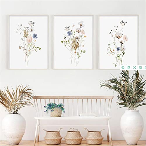 Sarah Duke 3er Poster Set Natur, Aquarell Pflanze Wandbilder Kunstposter, Ohne Rahmen Leinwand Bilder, Poster Wohnzimmer Schlafzimmer Wanddeko (21 x 30 cm) von Sarah Duke