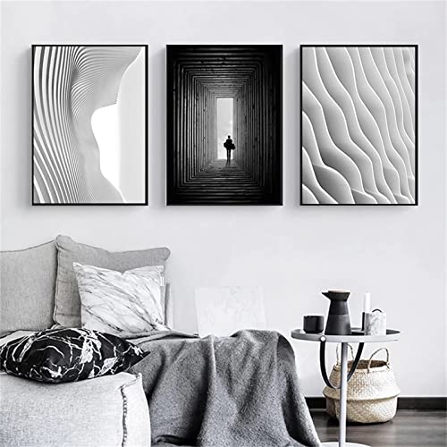 Sarah Duke 3er Poster Set Schwarz Weiß, Abstrakt Kunstposter Wandbilder, Ohne Rahmen Leinwandbilder Wanddeko für Wohnzimmer Schlafzimmer (40 x 50 cm) von Sarah Duke