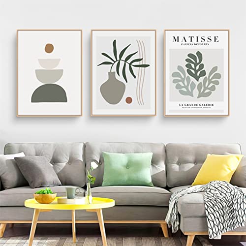 Sarah Duke 3er Poster Set Vintage, Abstrakt Geometrie Pflanzen Wandbilder Wohnzimmer, Ohne Rahmen Bilder Set, Nordic Leinwandbilder Wanddeko (50 x 70 cm) von Sarah Duke