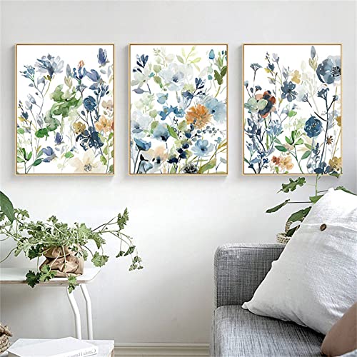 Sarah Duke 3er Poster Set Wohnzimmer, Aquarell Blumen Wandbilder Leinwandposter, Ohne Rahmen Wandkunst Bilder, Modern Kunstposter für Schlafzimmer Wanddeko (30 x 40 cm) von Sarah Duke