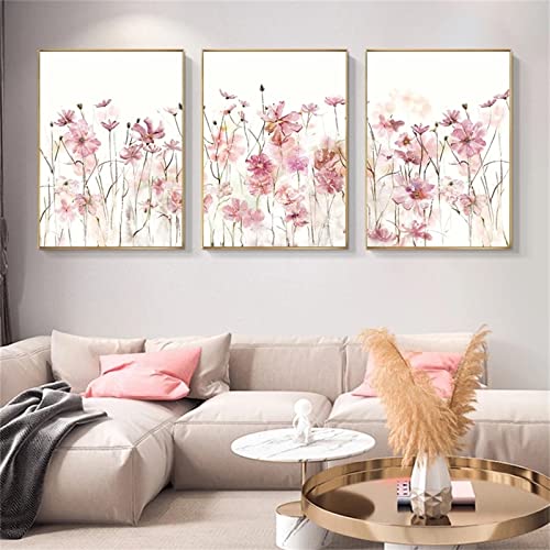 Sarah Duke 3er Poster Set Wohnzimmer, Rosa Blumen Wandbilder Kunstposter, Ohne Rahmen Leinwandbilder, Modern Bilder für Schlafzimmer Wanddecor (40 x 50 cm) von Sarah Duke