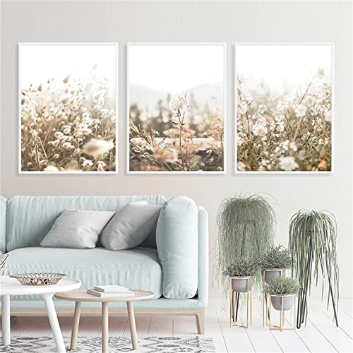 Sarah Duke 3er Premium Poster Set, Boho Pampasgras Moderne Wandbilder, Beige Abstrakt Kunstposter Wanddeko für Wohnzimmer Schlafzimmer, ohne Rahmen (50x70cm) von Sarah Duke