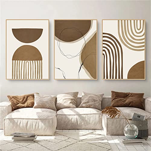 Sarah Duke 3er Set Design Poster, Abstrakt Beige Kunst Wandbilder, Ohne Rahmen Leinwandbild Wandposter, Boho Deko Bilder für Wohnzimmer Schlafzimmer (40x50cm) von Sarah Duke