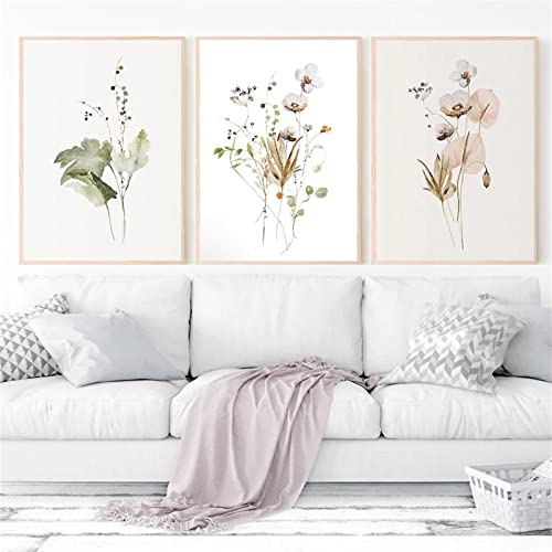 Sarah Duke 3er Set Poster, Blumen Pflanze Modern Wandbilder Kunstposter, Ohne Rahmen Leinwandbilder, Einfacher Stil Wanddeko für Schlafzimmer und Wohnzimmer (50 x 70 cm) von Sarah Duke