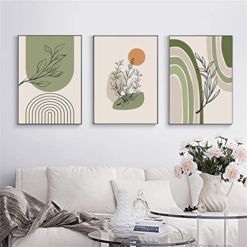 Sarah Duke 3er Set Premium Poster, Abstrakt Grün Blätter Bilder, Modern Print Kunstposter, Wandbilder für Wohnzimmer Schlafzimmer, Ohne Rahmen (40x50cm) von Sarah Duke