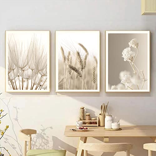 Sarah Duke Beige Pampasgras Wandbilder Moderne Bilder Boho 3er Poster Set Poster Vintage Leinwandbilder Wandposter Wohnzimmer Bilder Ohne Rahmen (30 x 40 cm) von Sarah Duke