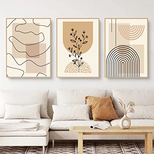 Sarah Duke Boho Poster 3er Set, Abstrakt Line Geometrie Wanddeko Poster Wohnzimmer Wandbilder, Stilvolle Einfachheit Kunstdruck Bilder Leinwand Set, Ohne Rahmen (40 x 60 cm) von Sarah Duke
