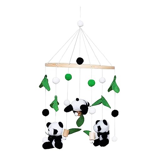 Sarah Duke Mobile Baby Babybett Panda Grün Blätter Baby Mobile Windspiel Filzbällen Baby Mobile für Bett Neugeborene Jungen Mädche (Filzbällen) von Sarah Duke