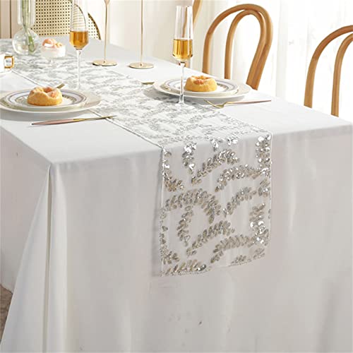 Sarah Duke Tischläufer 30x180 cm, Tischläufer Weinachten Tischband mit Beschicht in Glänzend Golden, Weihnachtstischläufer für Table Hochzeit, Weihnachtlich Festival Neujahr (Silber) von Sarah Duke