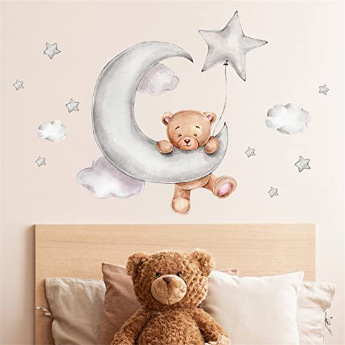 Sarah Duke Wandsticker Kinderzimmer Kleiner Bär Wolken Baby Wandaufkleber Kinderzimmer Mädchen Wandtattoo Babyzimmer Bär Wandtattoo Babyzimmer Decor (A) von Sarah Duke