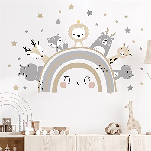 Sarah Duke Wandsticker Regenbogen Kinderzimmer, Stern Tiere Selbstklebend Wandtattoo, DIY Wasserdicht Wandaufkleber, Wanddeko Aufkleber für Kinder von Sarah Duke