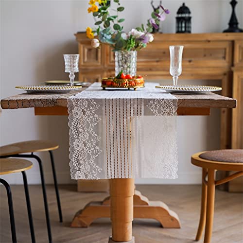 Sarah Duke Weiß Spitze Tischläufer Makramee Modern Tischläufer Boho Hochzeit Aushöhlen Tischband Tisch Matte Tisch Dekor für Home Hochzeit Party (Weiß,40 x 160 cm) von Sarah Duke