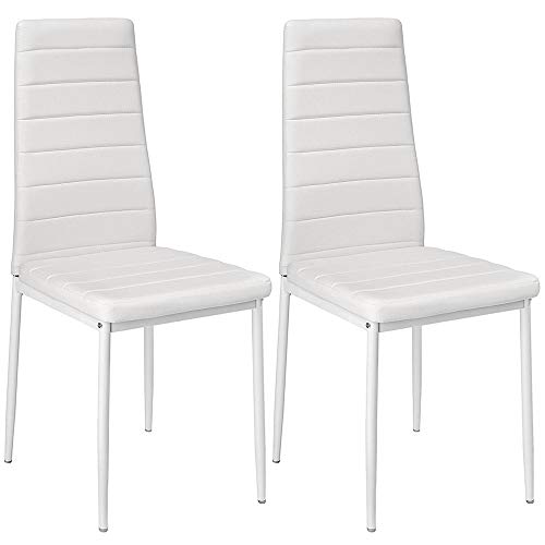 Sarah 2-er Set, Esszimmerstuhl mit Hoher Rückenlehne, Küchenstuhl Set, Wohnzimmerstuhl, Weiß von Sarah