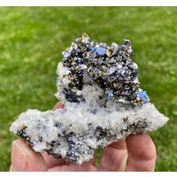 Glänzende Galena | Spinell Gesetz Mit Schillernden Pyrit Auf Quarz Aus Bulgarien, Krushev Dol Mine, Grau Kristall, Mineral, Edelstein, N4631 von SarahCornerM