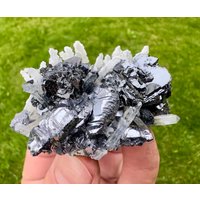 Sphalerit, Spiegel Galena Spinell Zwilling, Bergkristall Und Calcit Aus Der Krushev Dol Mine, Madan, Bulgarien, Naturstein, N0593 von SarahCornerM