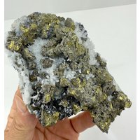 Zwei Genchalcopyrit Und Sphalerit Auf Quarz Aus Madan, Bulgarien, Kristall, Goldkristall, Chalcopyrit Mineral, Sammlung, Stein, N6115 von SarahCornerM