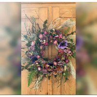 Rustikaler Naturkranz Aus Trockenblumen, Kunstblumen, Türkranz, Wandkranz, Waldkranz von SarahFlowerheaven