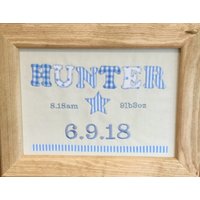 Jungen Gerahmtes Bild, Personalisiertes Gesticktes Geschenk Für Den 1 von SarahJaneDesigns74