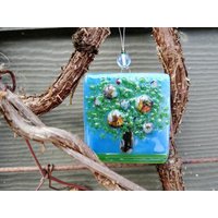 Verschmolzener Glasbaum Sonnenfänger Quadrat Ornament von SarahMillerGlass