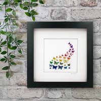 Regenbogen Swoosh Schmetterlinge - Recyclingdose Bild, Gerahmt von SarahTurnerEcoDesign