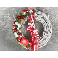 Advent Türkranz Schlitten Schlittschuhe Stern Türdekoration Türschmuck Weihnachten Weidenkranz Wichtel von SarahsFlowerStudio