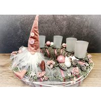 Adventskranz Gläser Wichtel Kugel Sterne Draht Tanne Filz Haltbar Künstlich von SarahsFlowerStudio