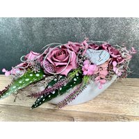 Grabgesteck Grabschmuck Gesteck Grab Allerheiligen Grabdeko Rose Herz in Liebe Grabdekoration Jadinere Schale von SarahsFlowerStudio