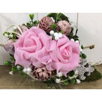 Grabgesteck Grabschmuck Gesteck Herz Moosherz 21x16cm Grabdeko Grabdekoration von SarahsFlowerStudio