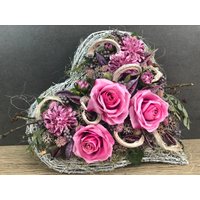 Grabgesteck Rose Dahlie Grabschmuck Herz Farbwunsch Grabdeko Grabdekoration von SarahsFlowerStudio