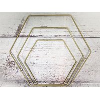 Hexagon Sechseck Metallring Ring Bastelring Basteln Metallhexagon Traumfänger Makramee Trockenblumen von SarahsFlowerStudio