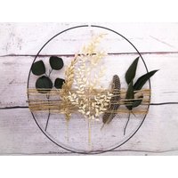 Türkranz Kranz Ring Eukalyptus Ruskus Pampas Gras Perlhuhn Feder Wandkranz Trockenblumen Natur Natürlich Hoop Fensterdeko von SarahsFlowerStudio