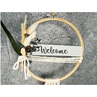 Türkranz Kranz Ring Stickring Eukalyptus Gräser Wandkranz Trockenblumen Hoop von SarahsFlowerStudio
