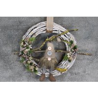 Türkranz Türdeko Türschmuck Weihnachten Weidenkranz Wichtel Zapfen Stern Apfel Tanne Band Modern von SarahsFlowerStudio